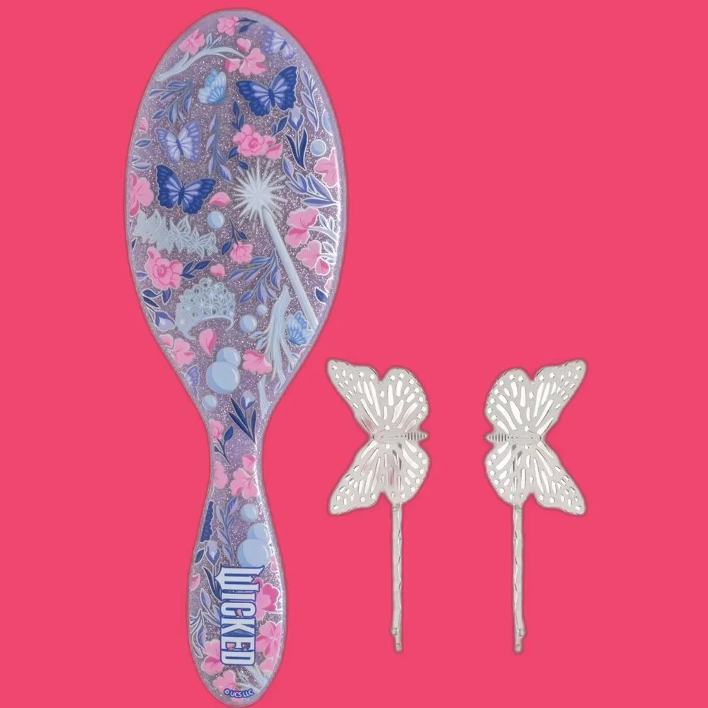 WICKED The Wet Brush GLOW WITH GLINDA And Butterfly Bobbies NEW